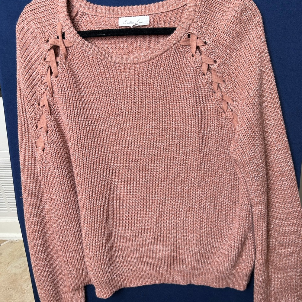 Endless Love Women’s Pink Brown Knit Sweater Size XL‎ Pullover
